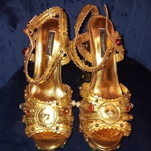 Dolce & Gabbana Gold Embellished Heels